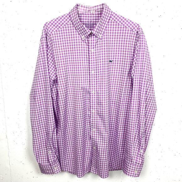 Vineyard Vines Other - Vineyard Vines Performance Classic Fit Whale Shirt Gingham Nylon Stretch Large